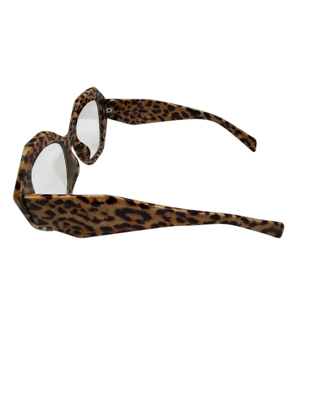 Polygon Eyeglasses For Women Vintage Fashion Plastic Clear Glasses Frame Leopard - Picture 3 of 6